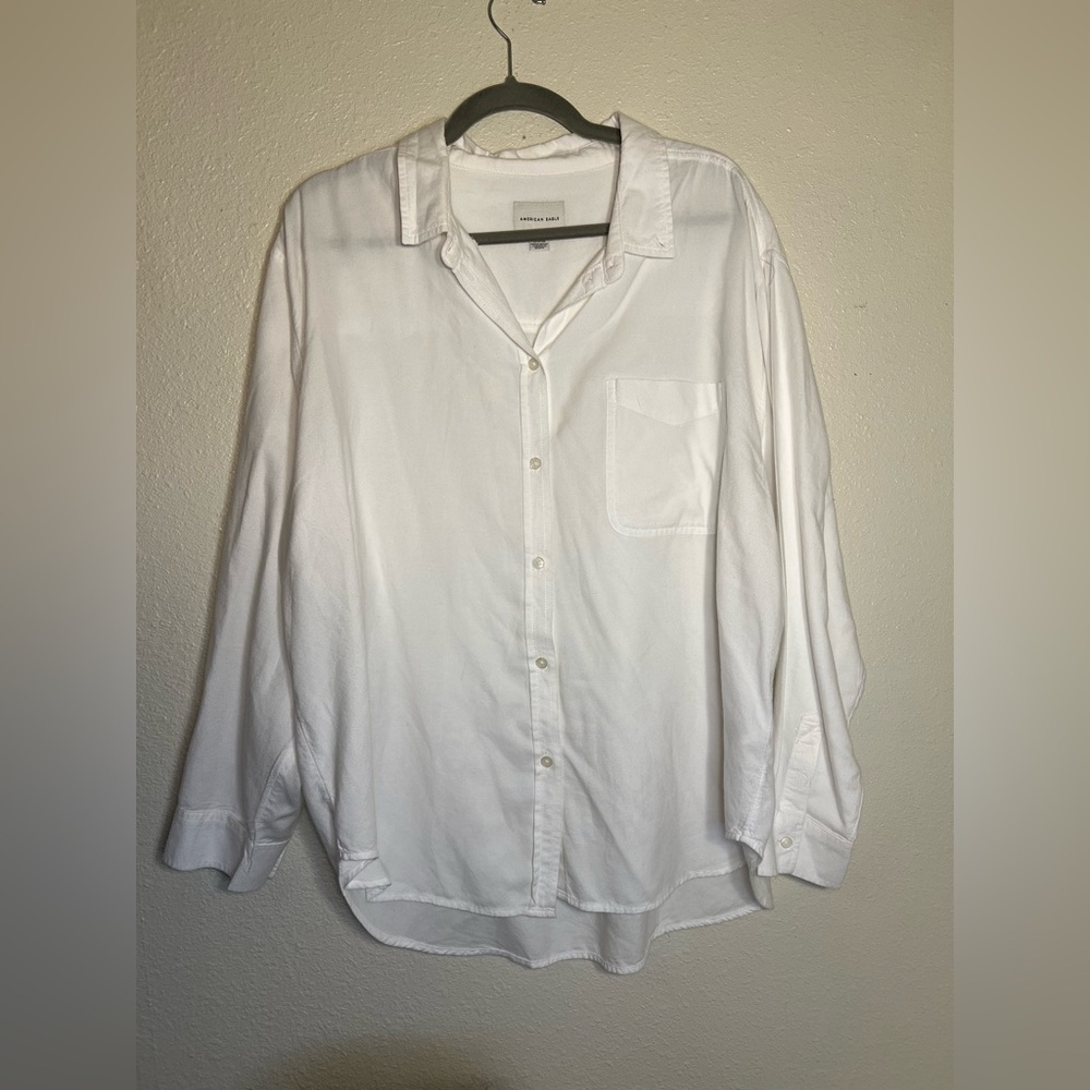 American Eagle white oversized button down shirt